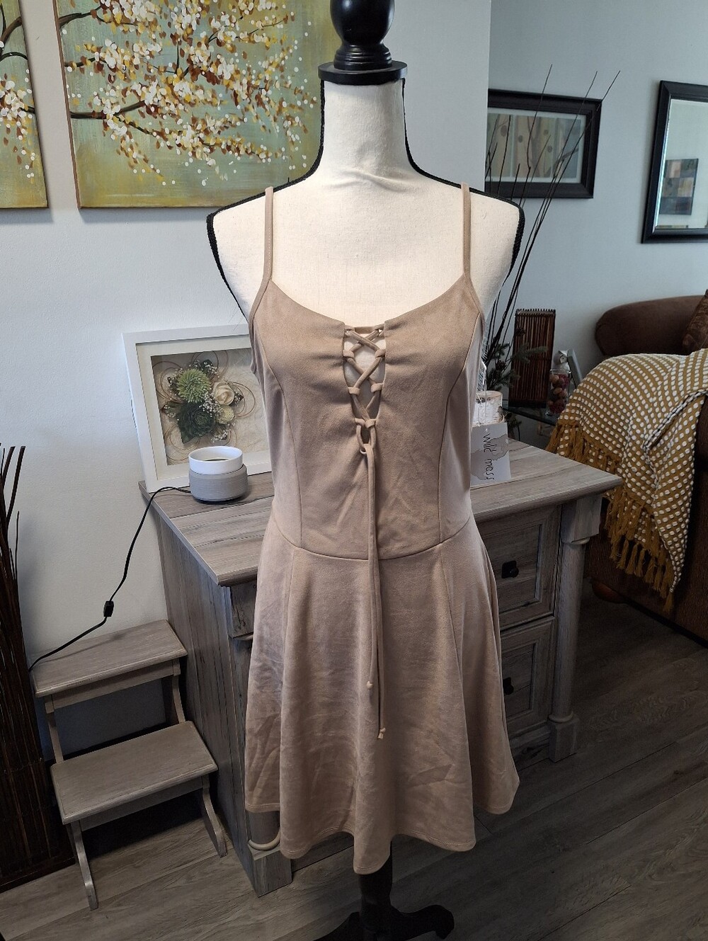 Nwt Wild Moss Faux Suede Mini Dress Womens Large